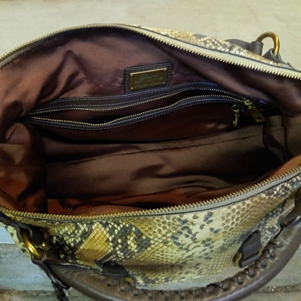 Ralph Lauren Python Pattern Bag with Dark Brown Trim - Picture 10 of 13